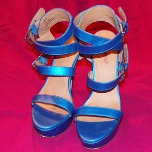 Cobalt Blue Double Strap Stiletto Shoes
